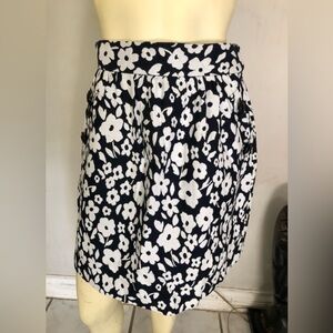 Tibi Black and White Floral A-Line Mini Skirt Size 4
